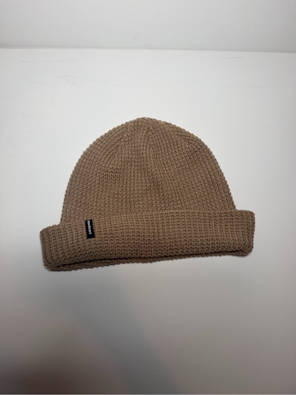 Patagonia Snowdrifter Beanie Hat Slab Khaki Brown Waffle Knit Cuffed OS unisex